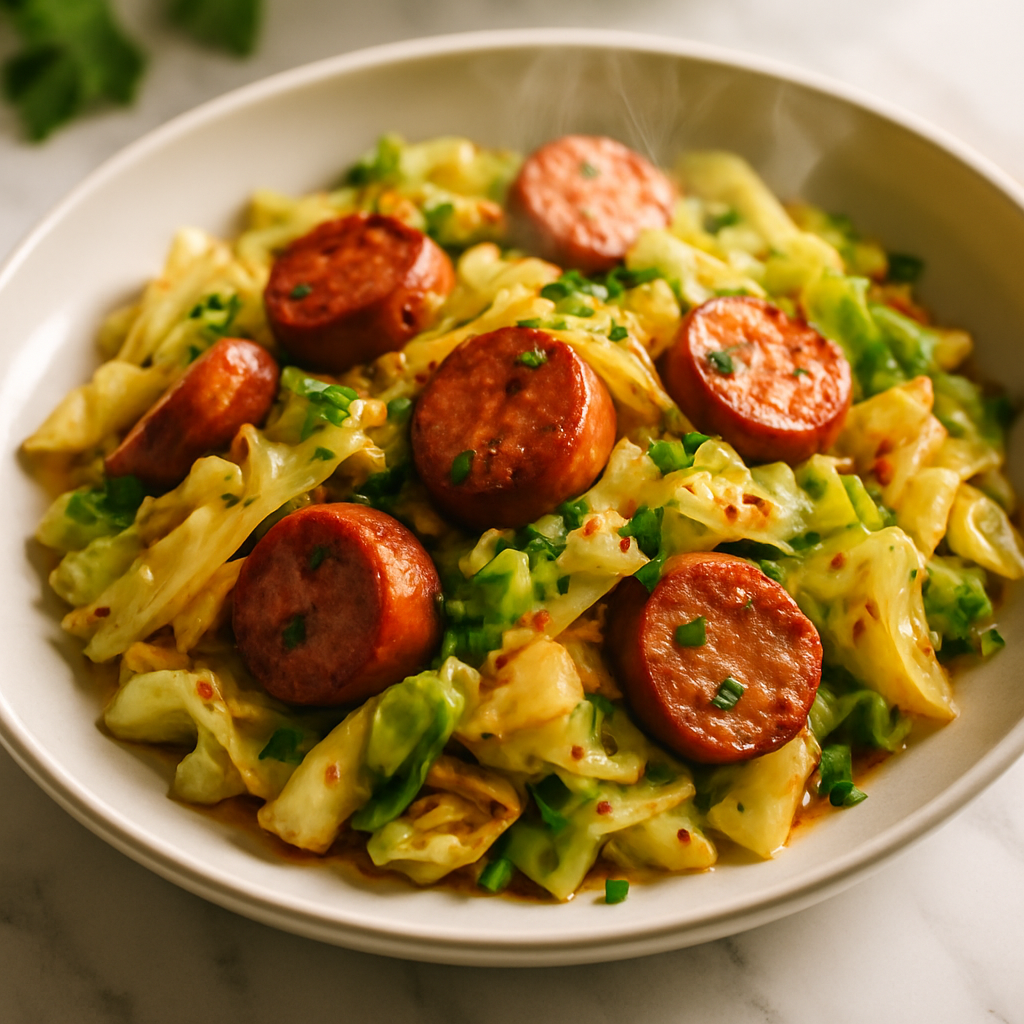 3 Ingredient Sausage Cabbage Skillet