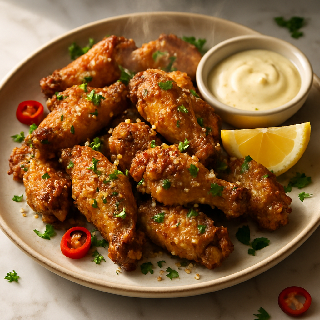 Air Fryer Crispy Garlic Parmesan Chicken Wings