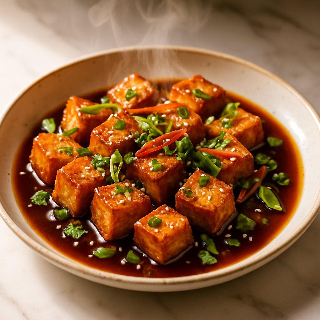 Air Fryer Crispy Tofu with Soy Ginger Glaze