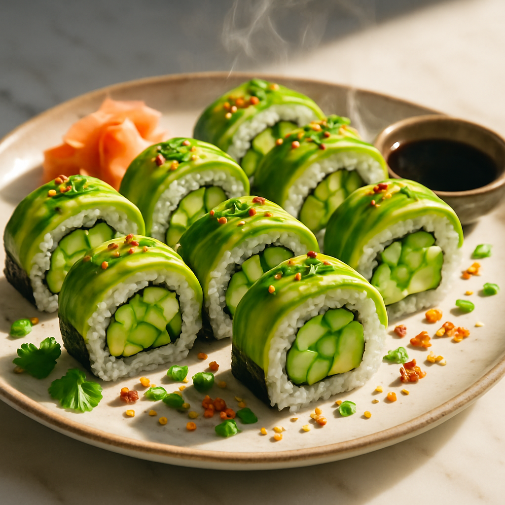 Avocado Cucumber Sushi Rolls