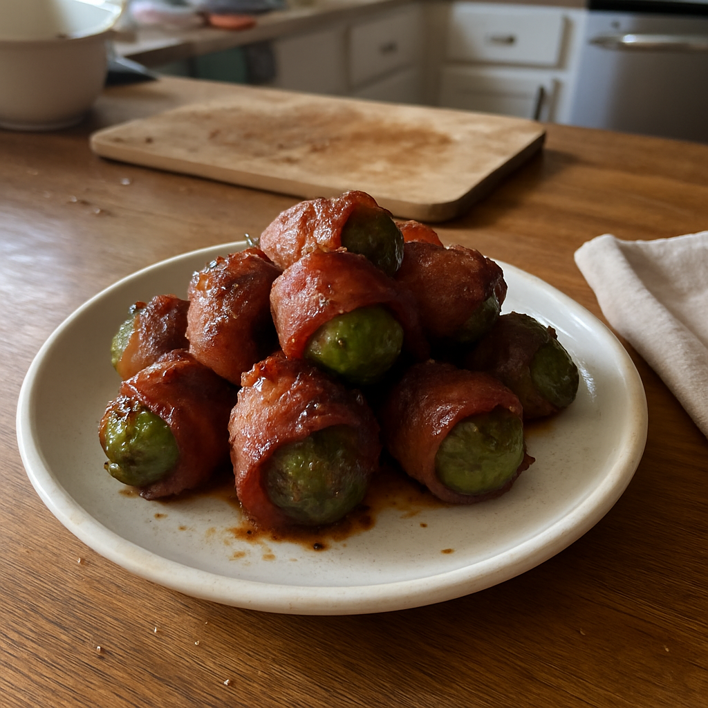 The Unexpected Sweet and Spicy Bacon-Wrapped Brussels Sprouts Bite Everyone Craves