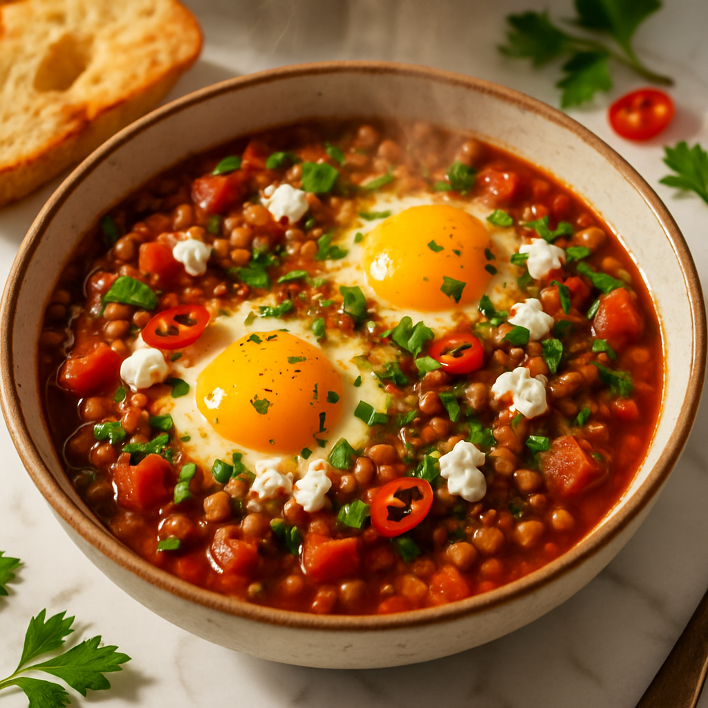 Baked Egg and Lentil Shakshuka