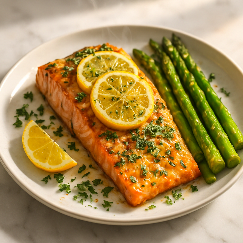 Baked Lemon Herb Salmon with Asparagus