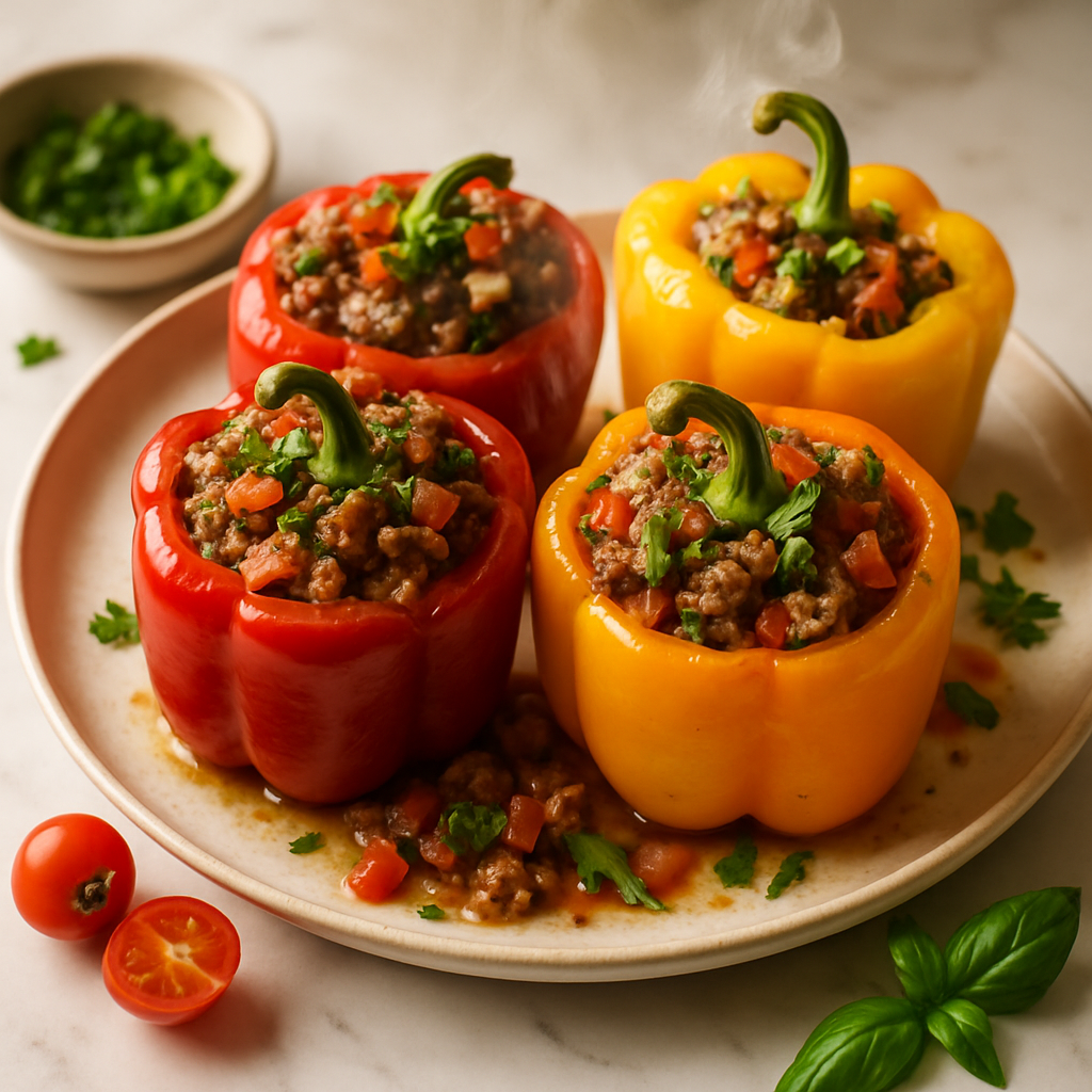 Beef and Vegetable Stuffed Bell Peppers