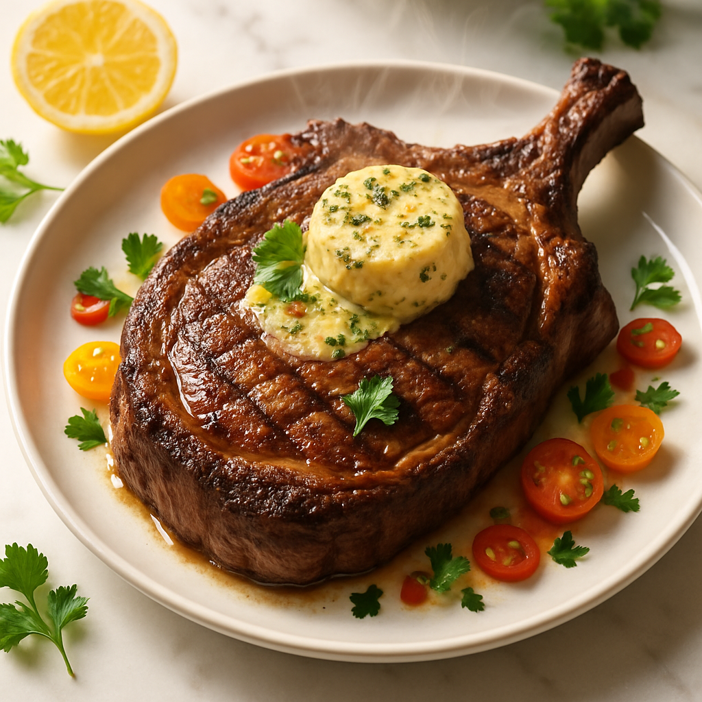 Beef Ribeye Steak with Bone Marrow Butter