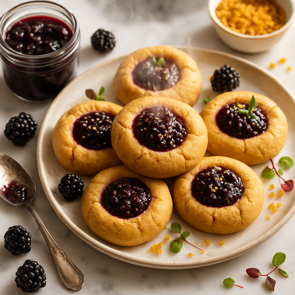 Blackberry Beeswax Jam Thumbprint Cookies