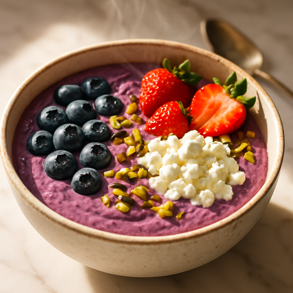 Blueberry Cottage Cheese Smoothie Bowl