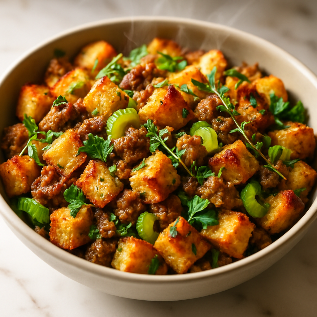 Buttery Herb Stuffing with Sausage and Celery