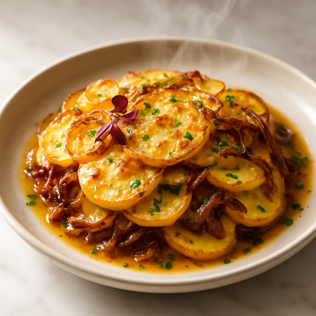 Caramelized Onion and Gruyere Scalloped Potatoes