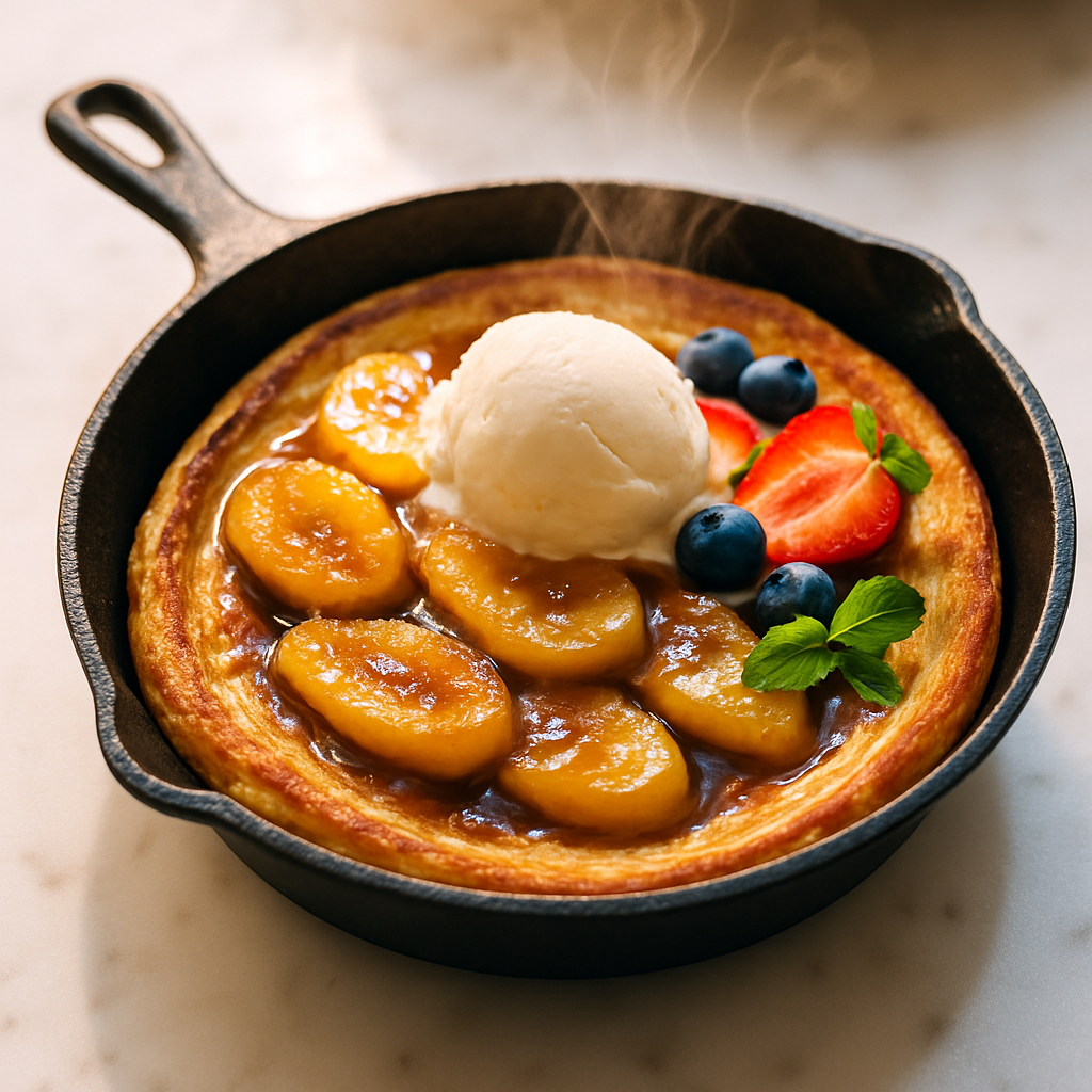 Cast Iron Skillet Banana Foster Pancake