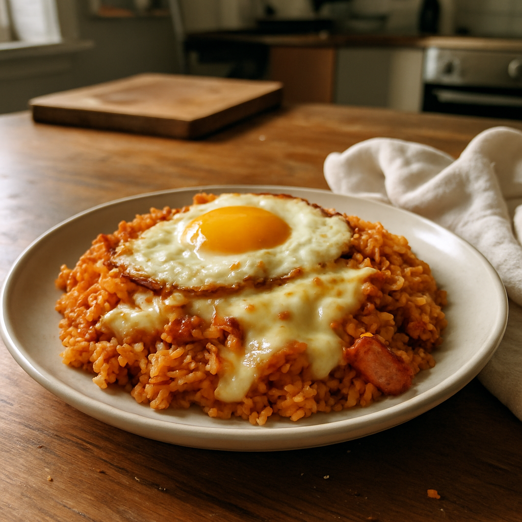 The Ultimate Cheesy Kimchi Fried Rice That Will Make You Drool