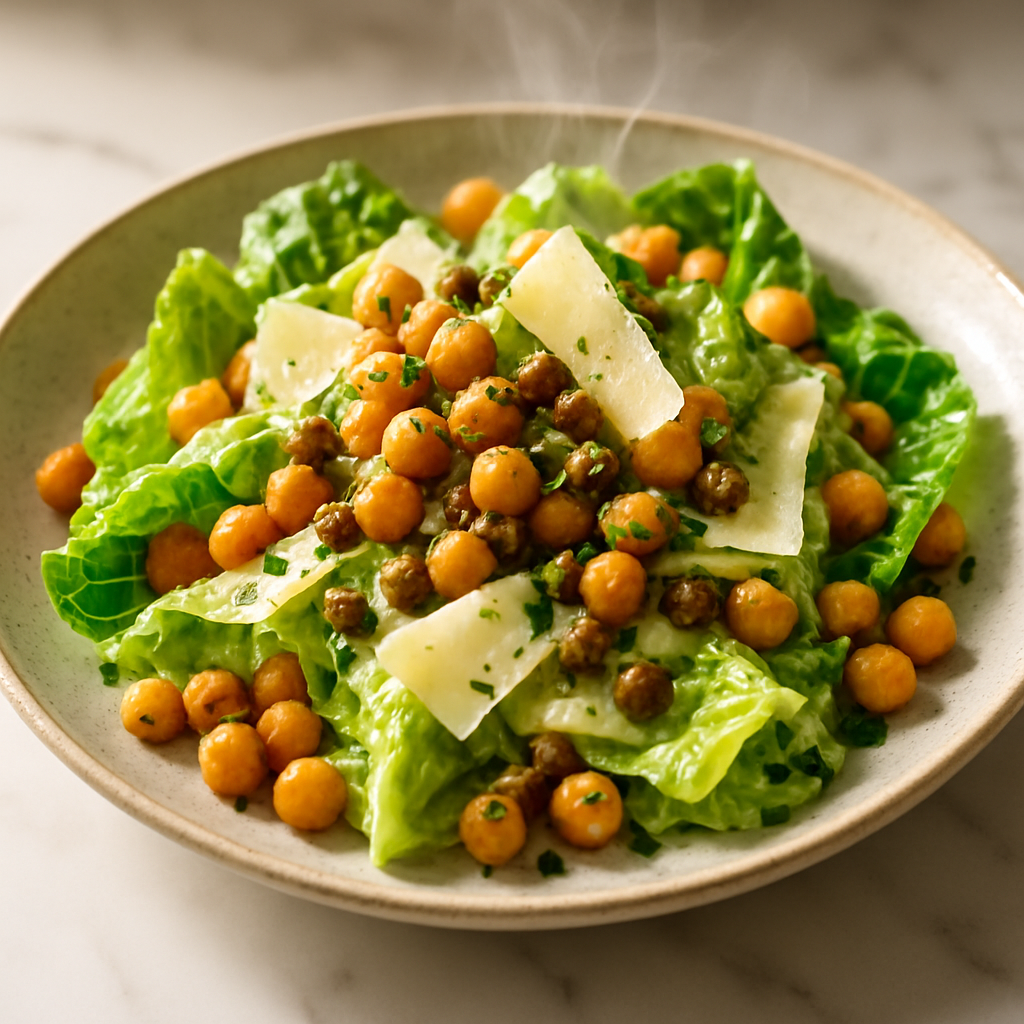 Chickpea Caesar Salad with Crispy Capers