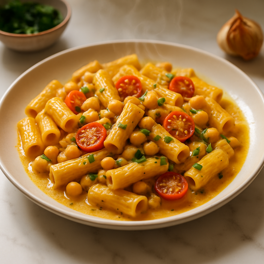 Chickpea Pasta with Roasted Garlic Sauce