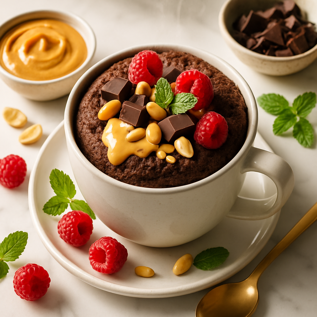 Chocolate Peanut Butter Protein Mug Cake
