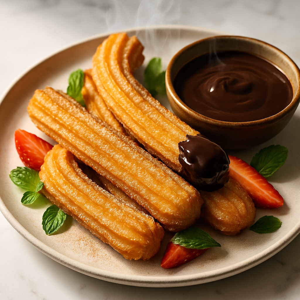 Churros with Dark Chocolate Dipping Sauce