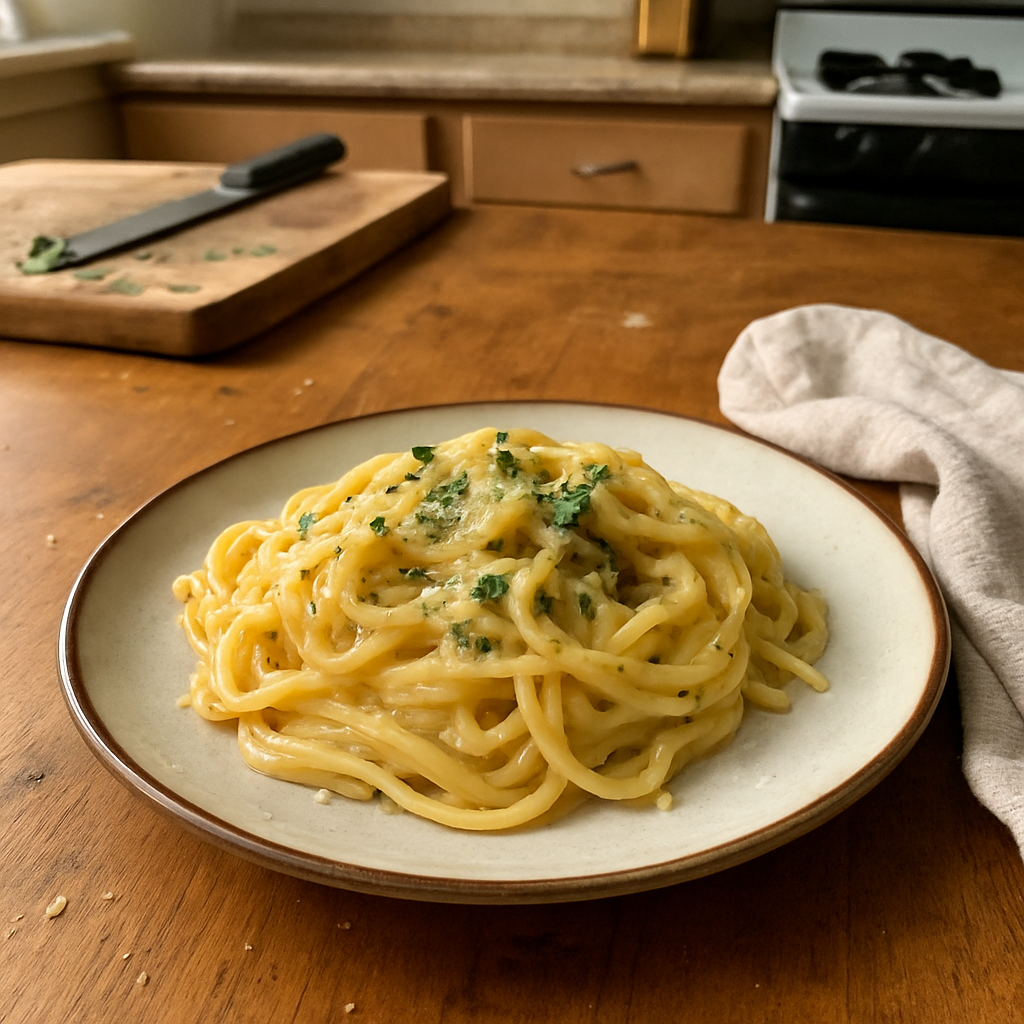 The Cozy One-Pan Cheesy Garlic Pasta That Will Warm Your Soul