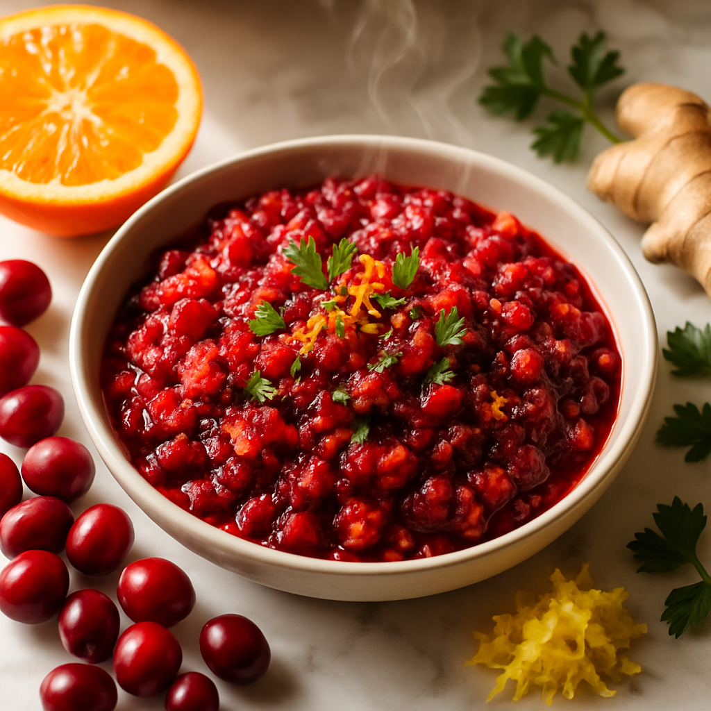 Cranberry Orange Relish with Fresh Ginger