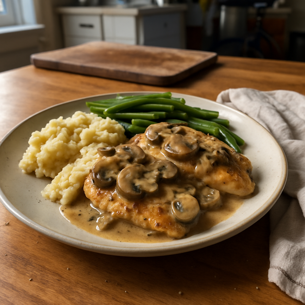 The Ultimate Cozy One-Pan Creamy Garlic Mushroom Chicken Dinner