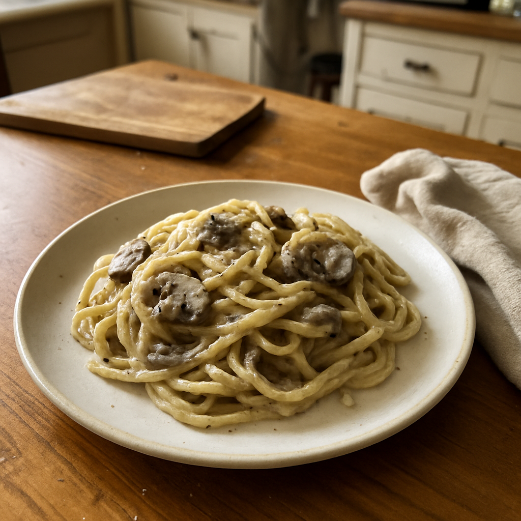 Experience Authentic Italian Flavors with This Creamy Truffle Mushroom Pasta