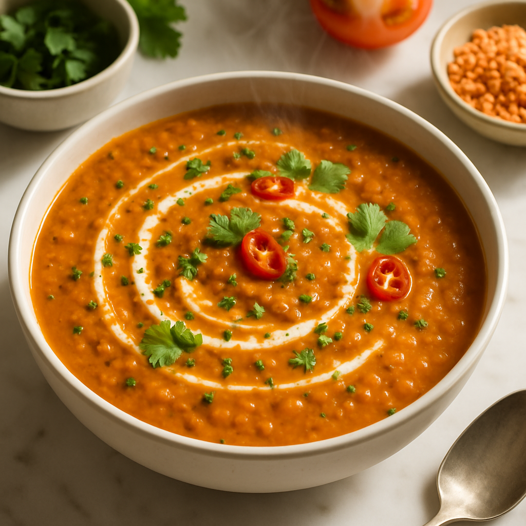 Creamy Vegan Tomato Lentil Soup