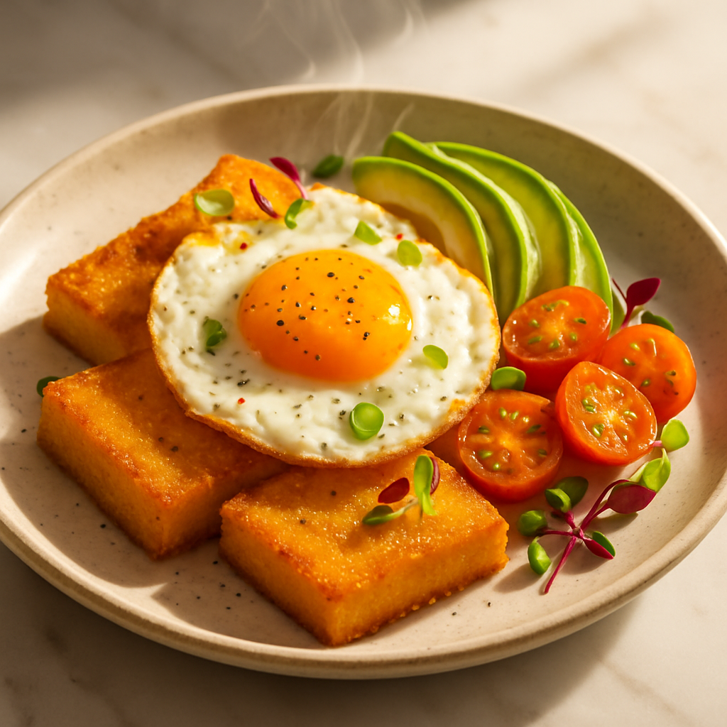 Crispy Fried Polenta Breakfast