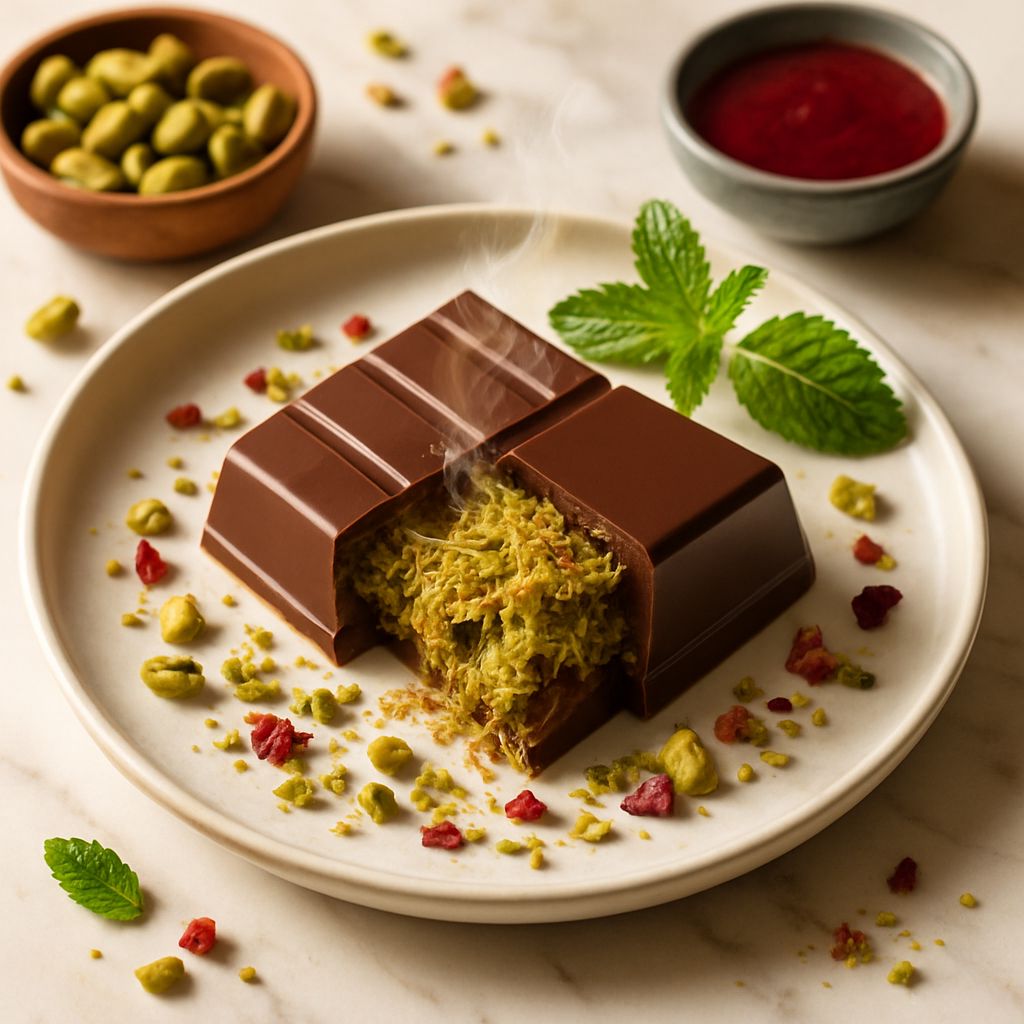 Dubai Chocolate Bar with Pistachio Kunafa Filling