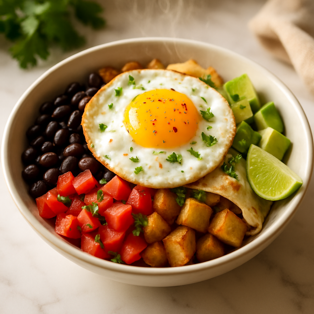 Egg and Black Bean Breakfast Burrito Bowl