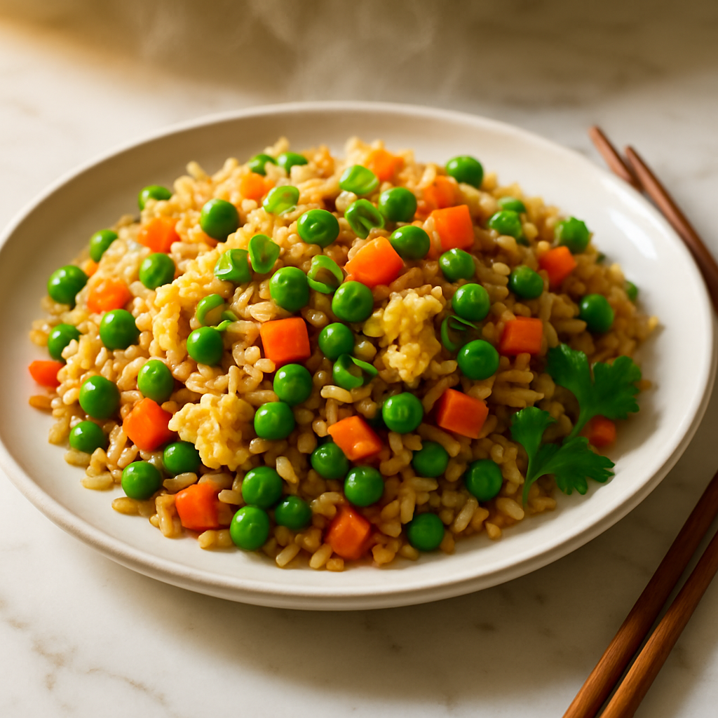Egg Fried Rice with Peas and Carrots