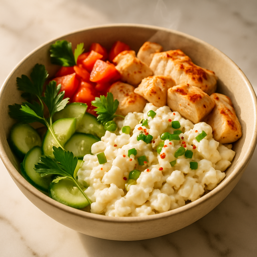 Egg White and Chicken Breast Scramble Bowl