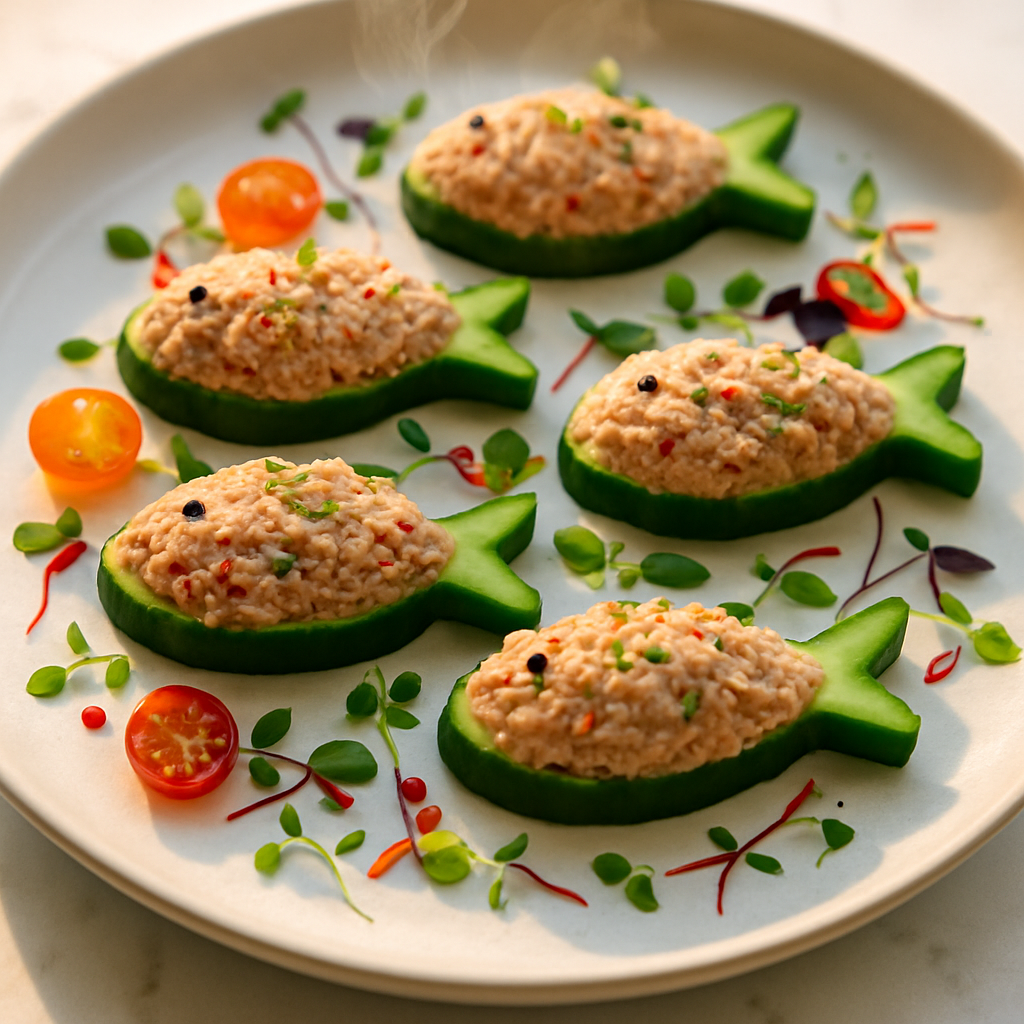 Fish Shaped Tuna Cucumber Bites
