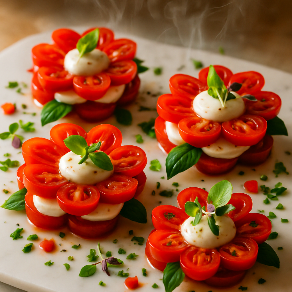 Flower Shaped Caprese Stacks