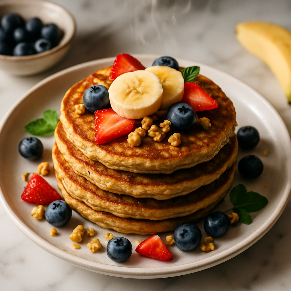 Fluffy Vegan Banana Oat Pancakes