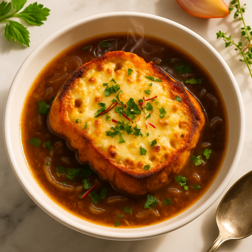 French Onion Soup with Gruyere Croutons