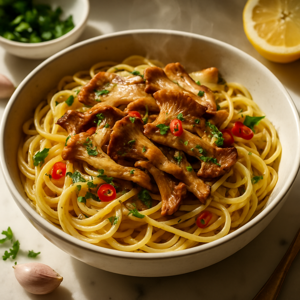 Garlic Butter Oyster Mushroom Noodles