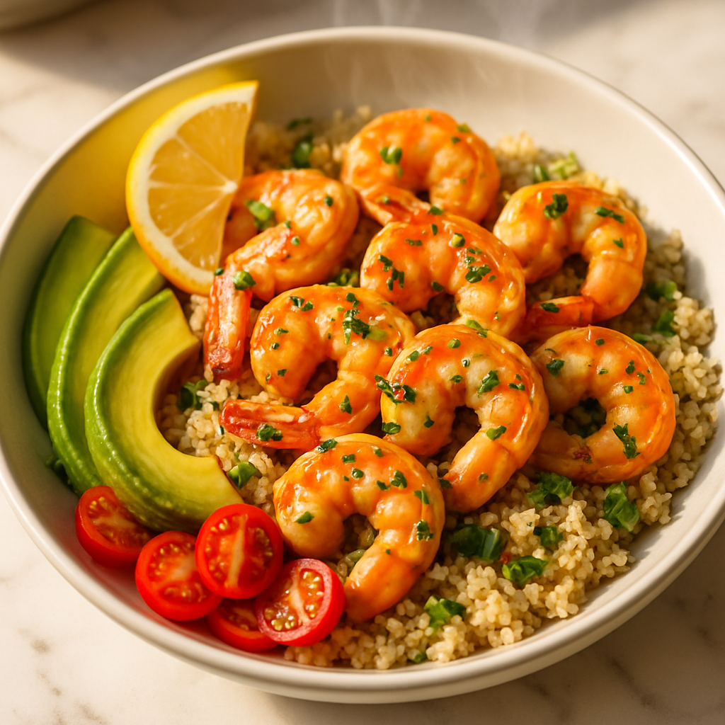 Garlic Butter Shrimp and Quinoa Bowl