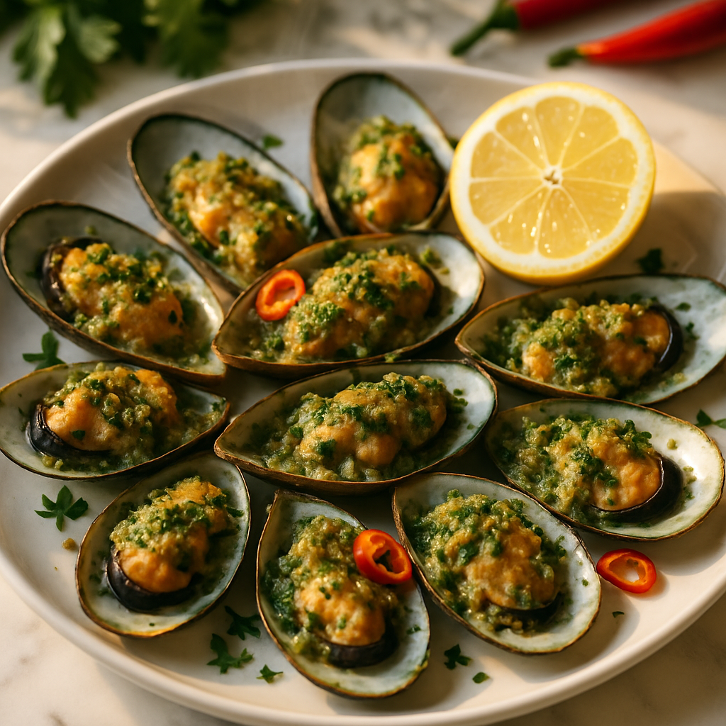 Garlic Herb Baked Mussels
