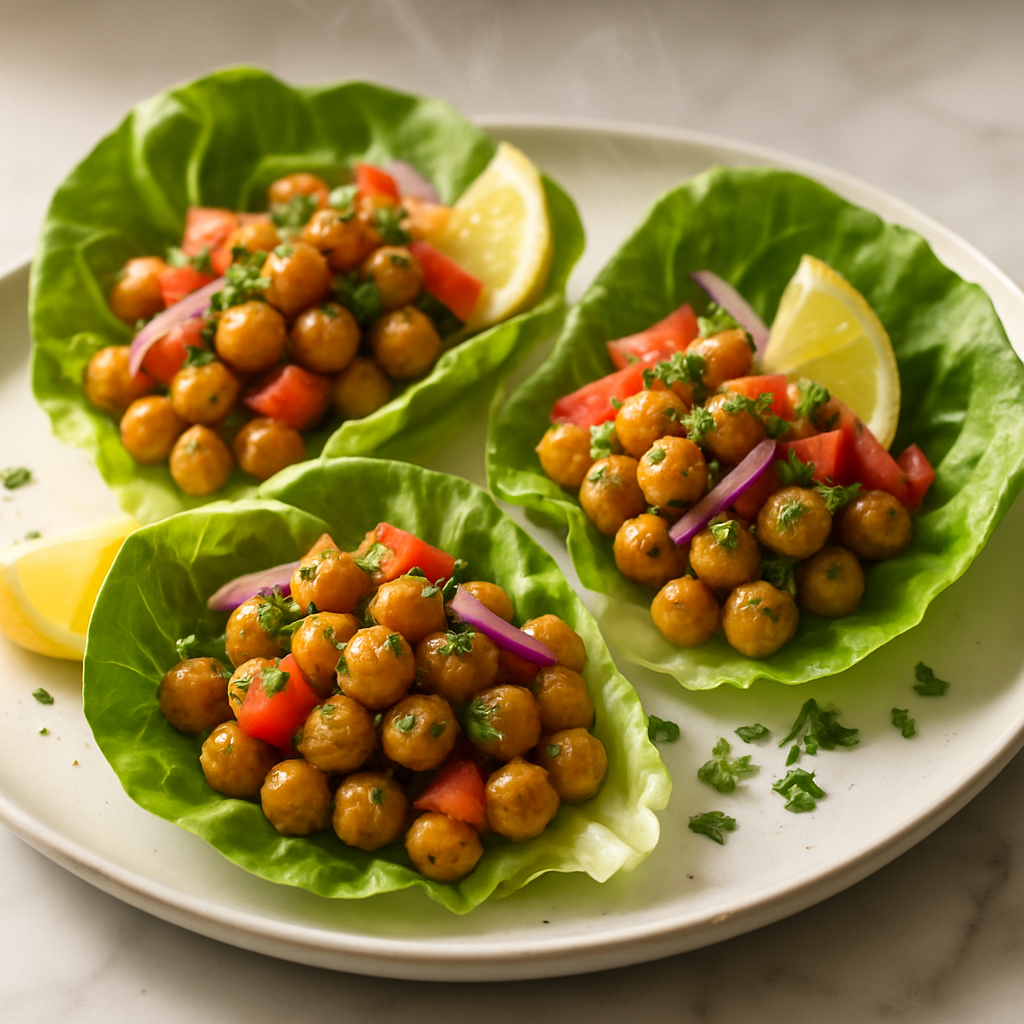 Garlic Herb Chickpea Lettuce Wraps
