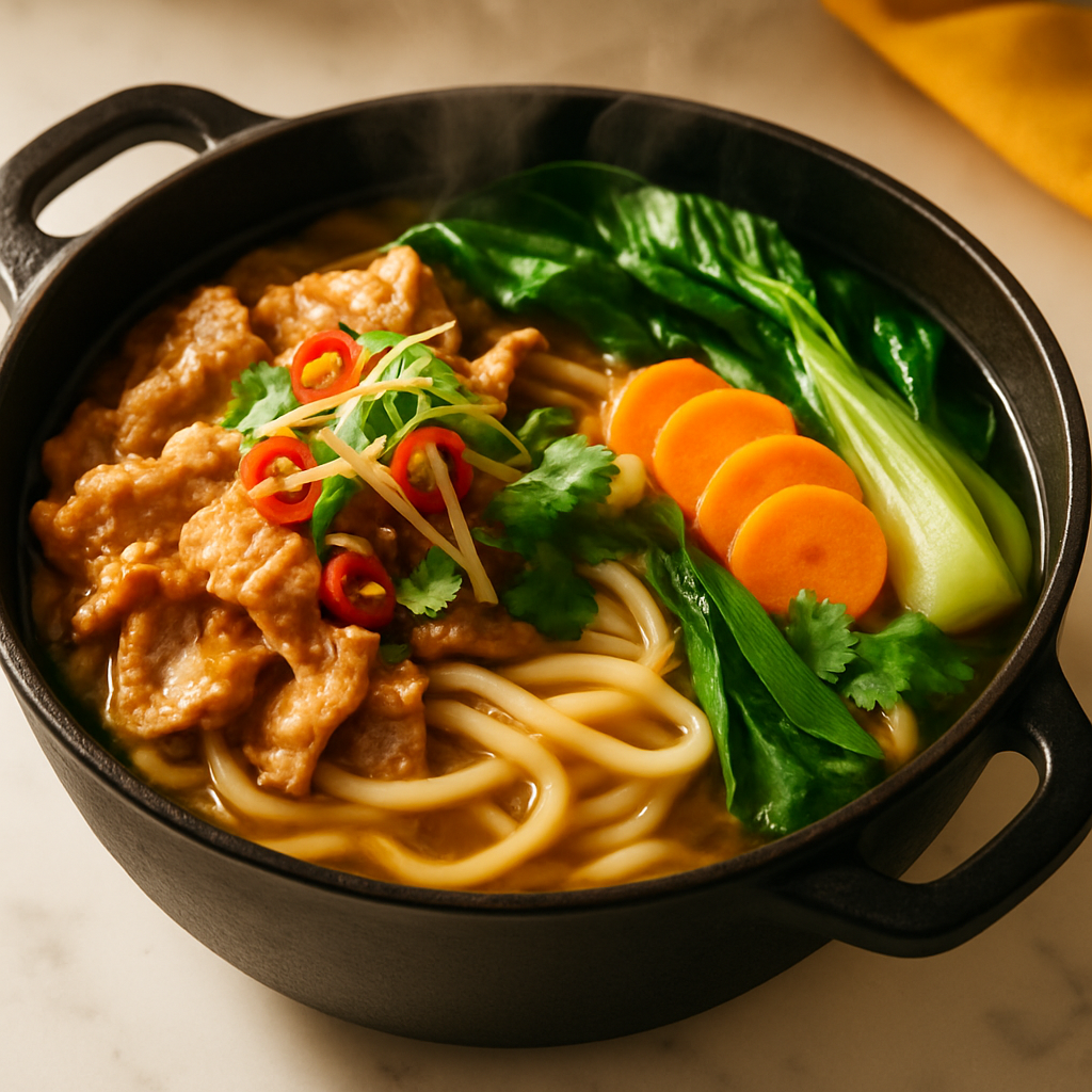 Ginger Pork and Noodle Hot Pot