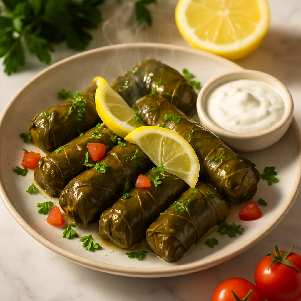 Greek Dolmades Rice Stuffed Grape Leaves
