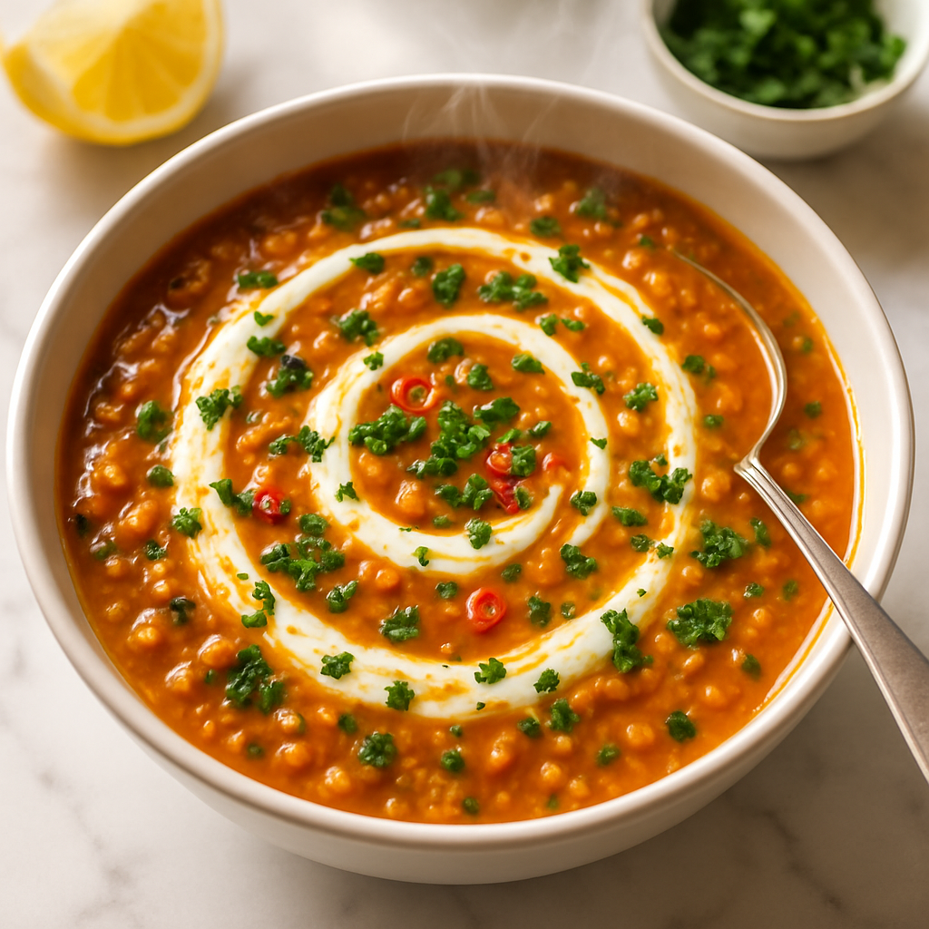 Greek Yogurt Lentil Soup with Swirl