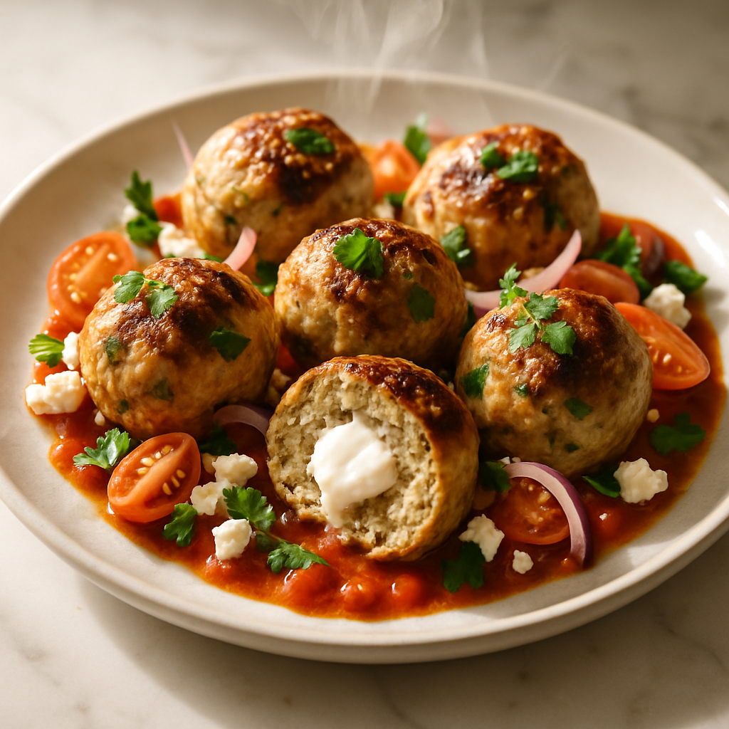Greek Yogurt Stuffed Turkey Meatballs