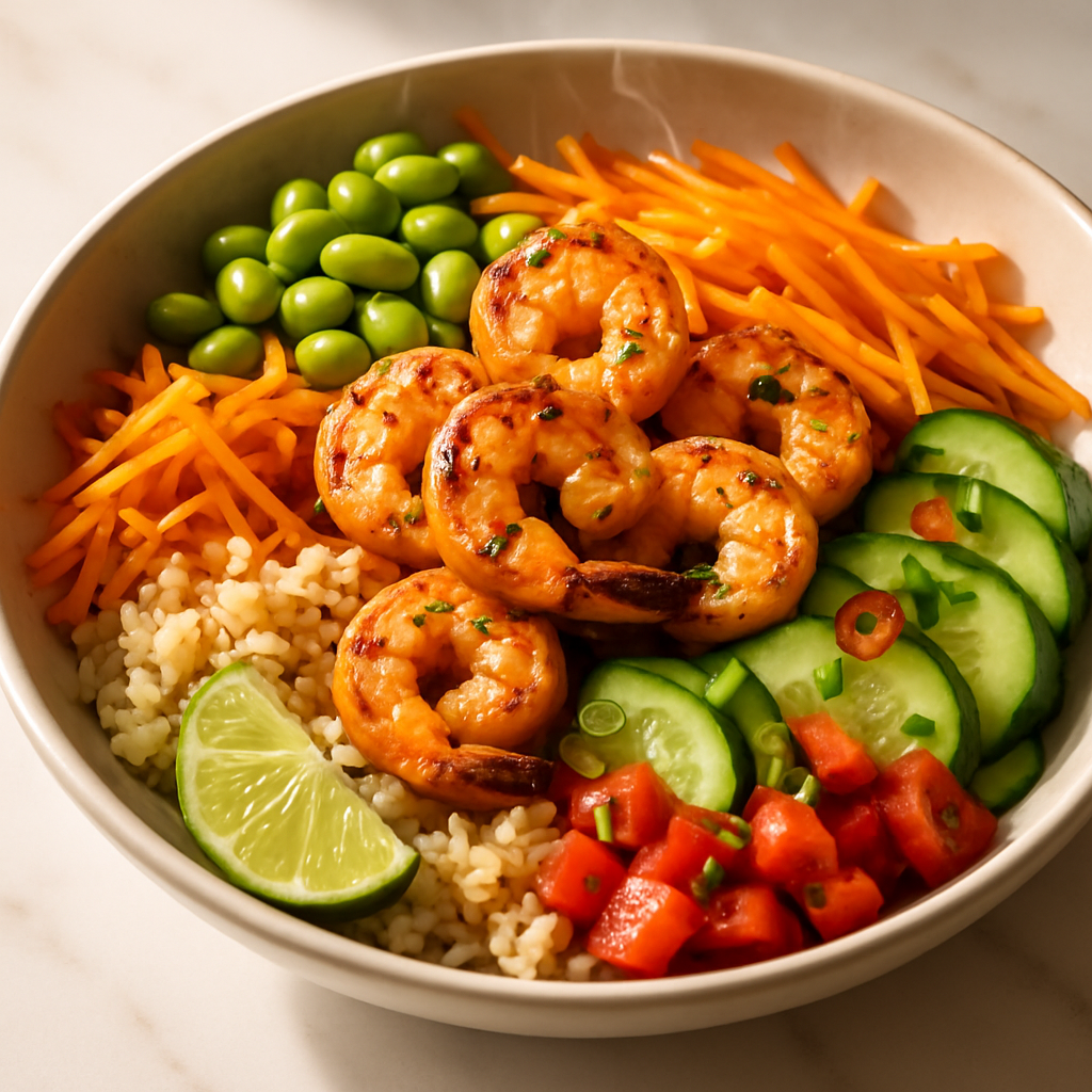 Grilled Shrimp and Edamame Protein Bowl