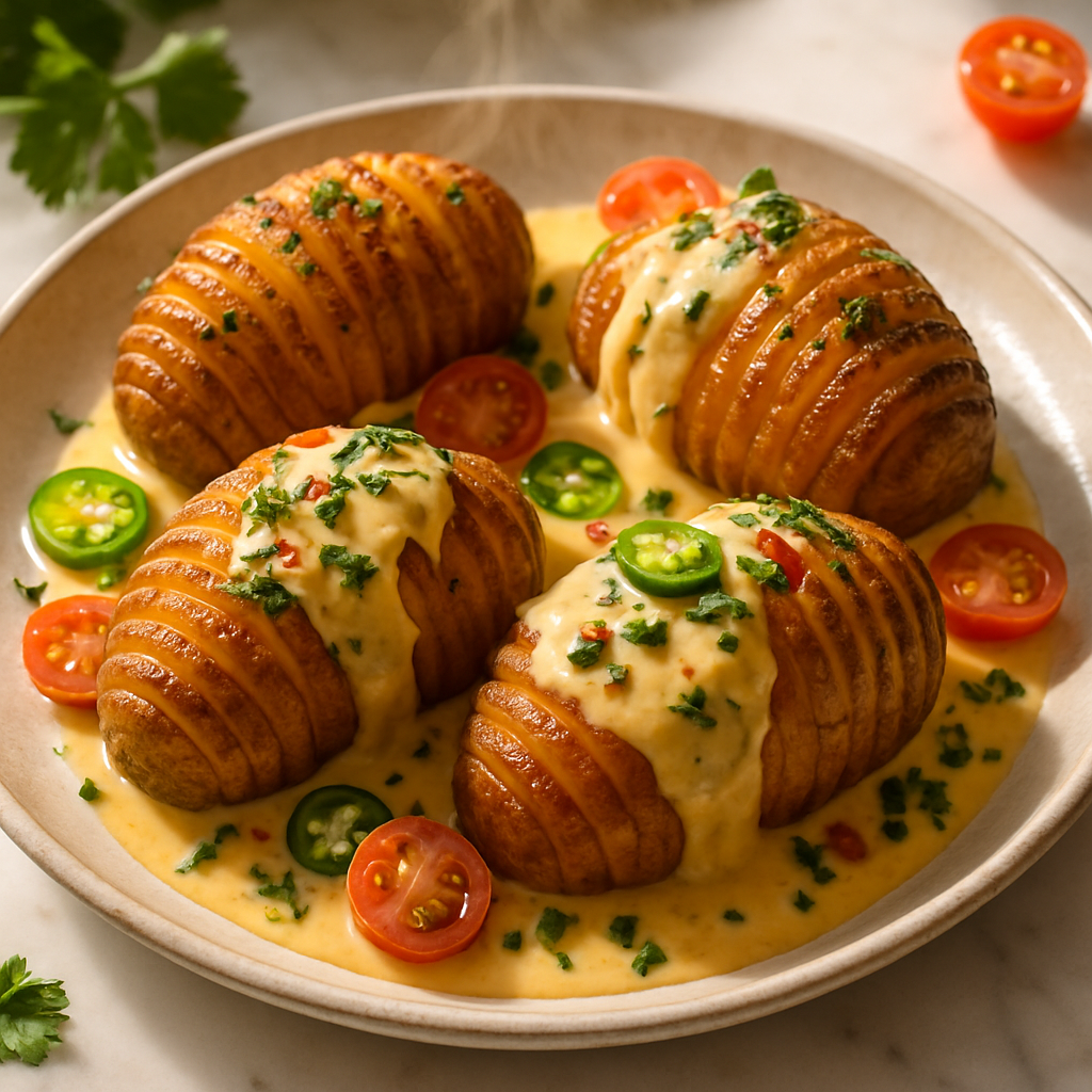 Hasselback Potatoes with Queso
