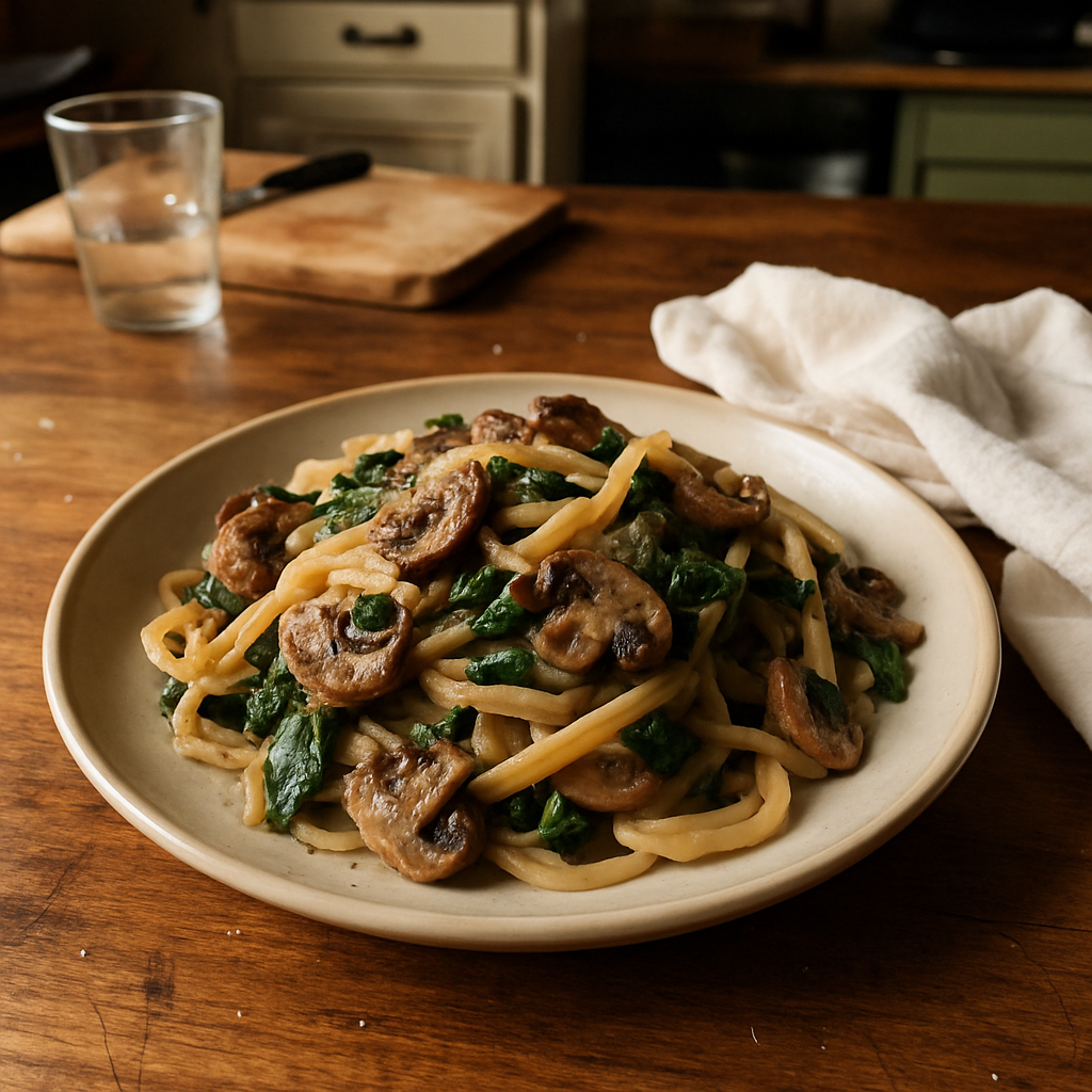 This Hearty Mushroom and Spinach Pasta Will Make You Forget All About Meat