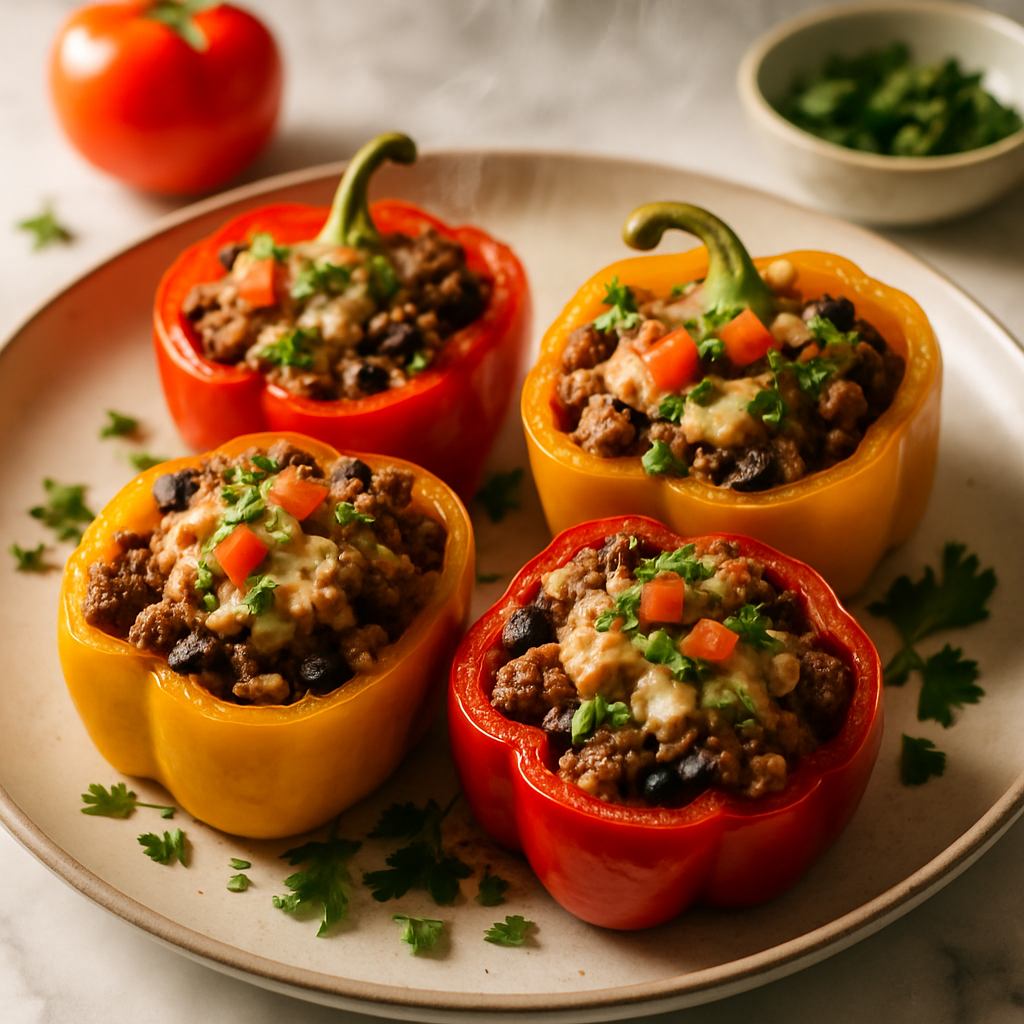 High Protein Beef Stuffed Bell Peppers