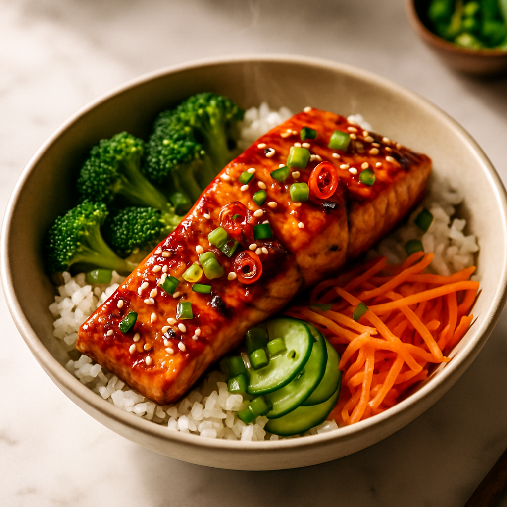 Honey Garlic Salmon Rice Bowl