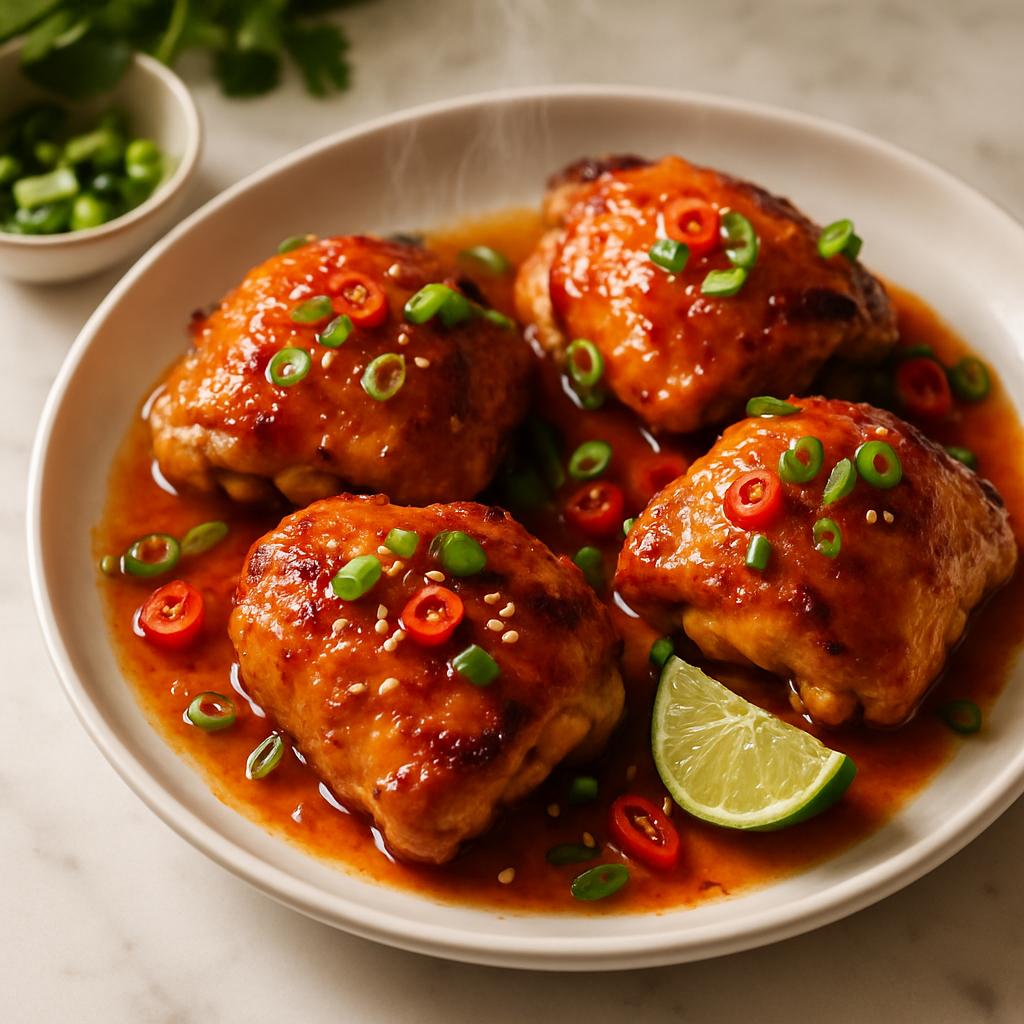Honey Sriracha Baked Chicken Thighs