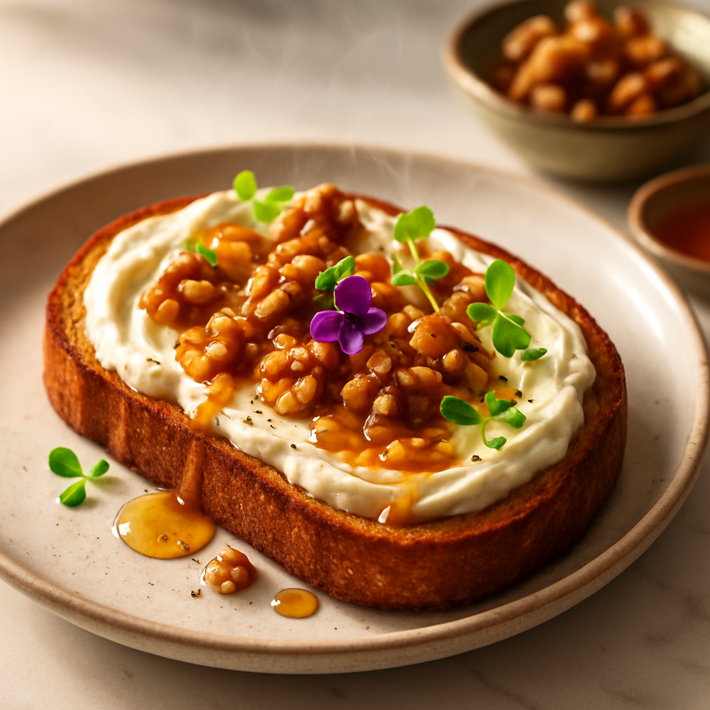 Honey Walnut Cream Cheese Toast
