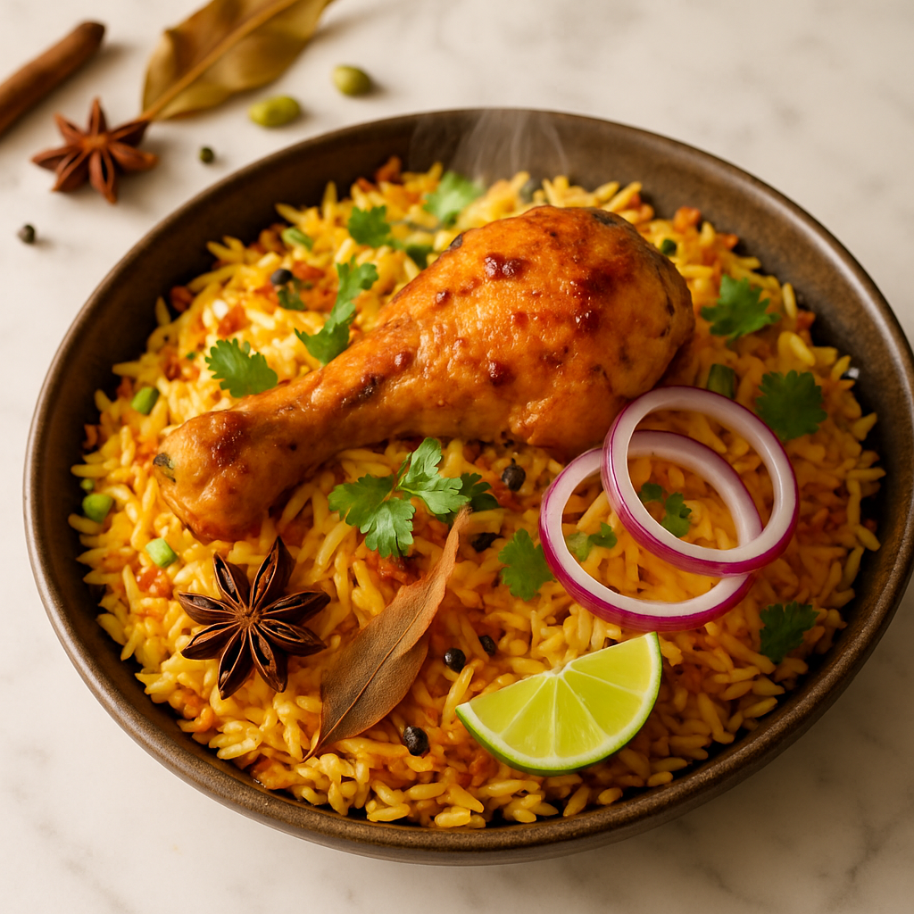 Indian Chicken Biryani with Whole Spices