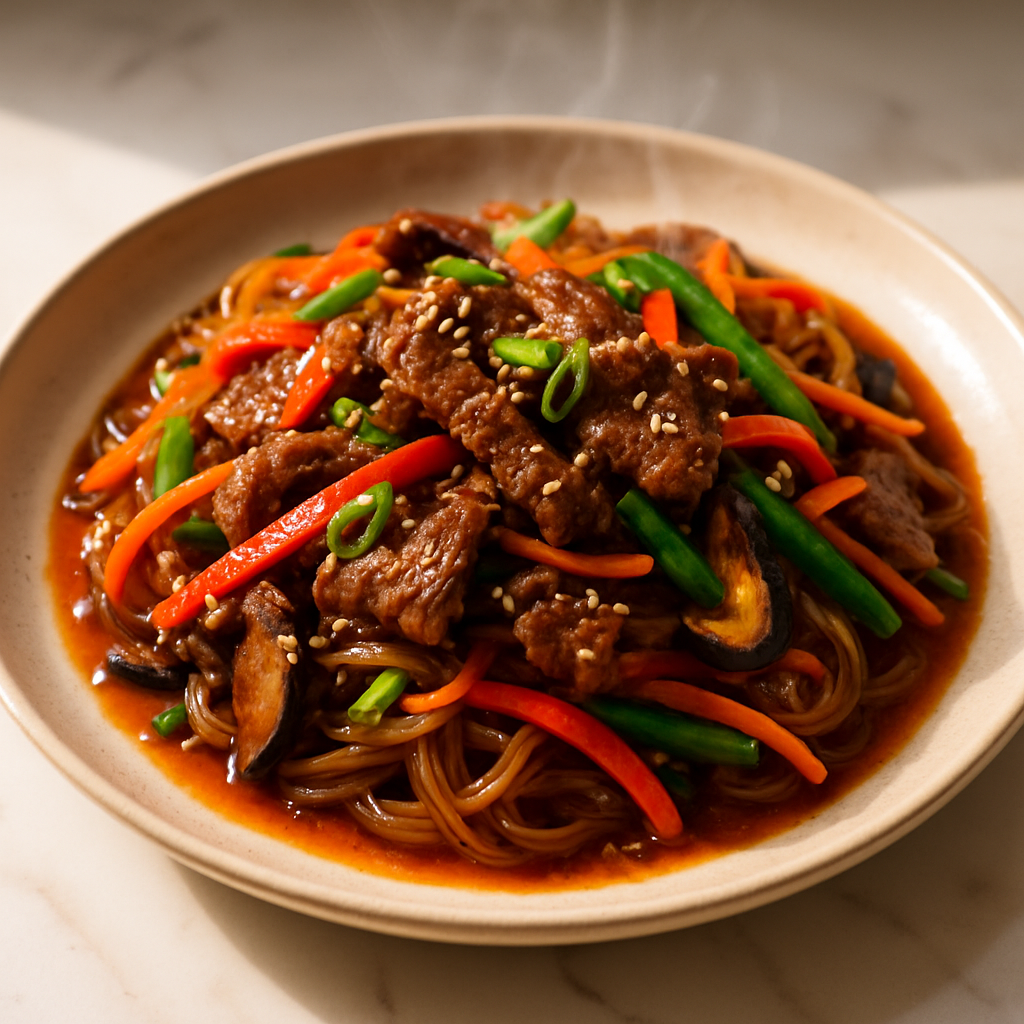 Korean Gochujang Beef Japchae Style Stir Fry